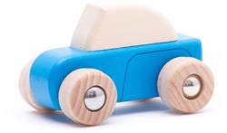 Bajo auto in legno pullback blu - giocattolo sostenibile