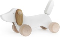 Bajo cucciolo di bassotto in legno - cane giocattolo bianco in legno