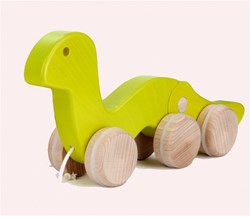 Bajo giocattolo in legno da tirare Verme - Verde - giocattolo sostenibile
