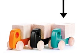 Bajo camioncino in legno con blocchi - giocattolo educativo, azzurro