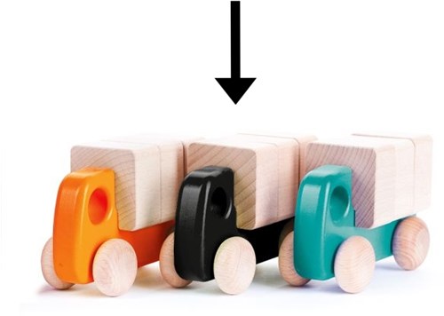 Bajo camioncino in legno con blocchi - giocattolo sostenibile per bambini
