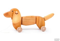 Bajo cucciolo di bassotto in legno - giocattolo sostenibile per bambini
