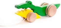 Bajo giocattolo in legno da trainare Coccodrillo - giocattolo sostenibile per bambini
