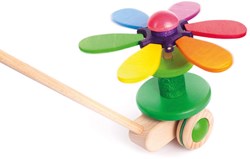 Bajo giocattolo in legno Flower Rainbow - fiore colorato su bastone