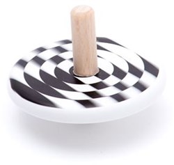 Bajo trottola in legno - classico giocattolo bianco e nero per bambini