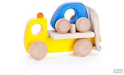 Bajo trasportatore di auto in legno con auto - giocattolo per bambini