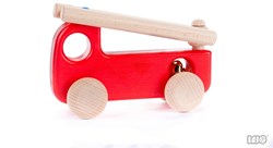 Bajo camion dei pompieri in legno con campanello d'allarme - auto giocattolo 15 cm