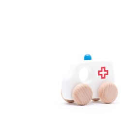 Bajo veicolo giocattolo in legno Ambulanza - veicolo classico 10 cm
