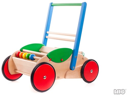 Bajo carrello primi passi in legno - girello per bambini multicolore