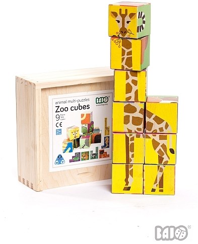 Bajo puzzle in legno Zoo - giocattolo educativo 9 pezzi bambini