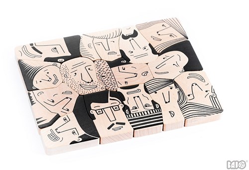 Bajo puzzle di forme in legno Persone - giocattolo educativo 14 pezzi
