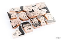 Bajo puzzle di forme in legno Persone - giocattolo educativo 14 pezzi-2