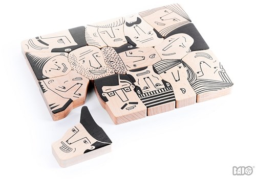 Bajo puzzle di forme in legno Persone - giocattolo educativo 14 pezzi-3
