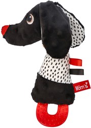 Mom's Care giocattolo dentizione per bebè cane Jami bianco-nero con squeaker