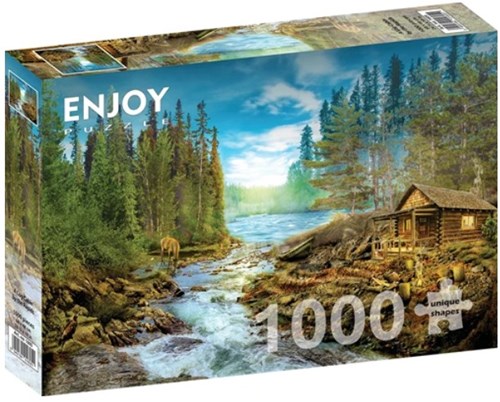 Enjoy Puzzle puzzle A Log Cabin by the Rapids - 1000 pezzi adulti