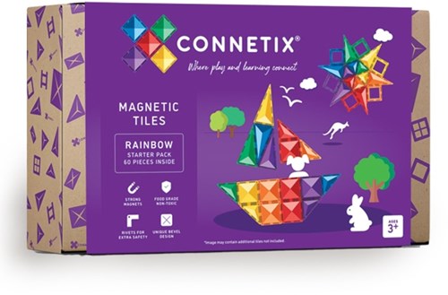 Connetix giocattolo magnetico Rainbow Starter Pack 60 pezzi set costruzioni