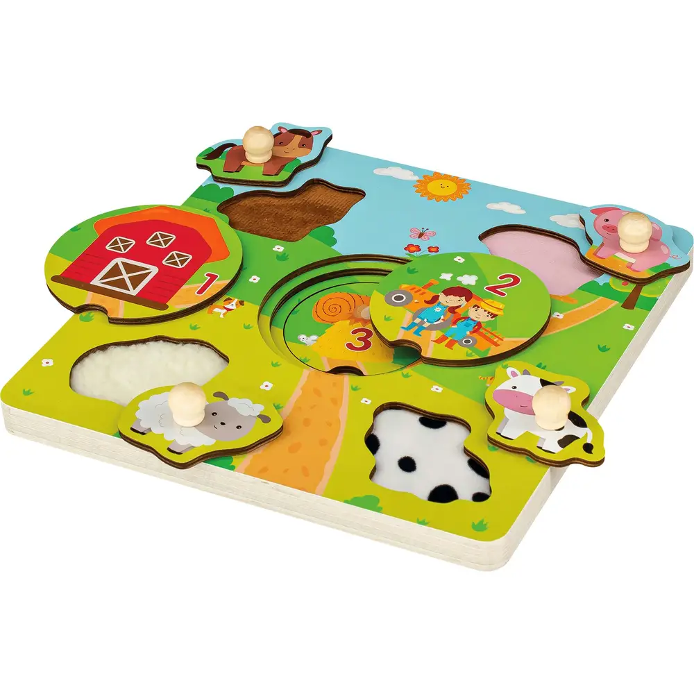 Vedes puzzle sensoriale in legno animali della fattoria giocattolo educativo 6 pezzi