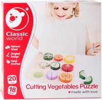Classic World set giocattolo verdure in legno da tagliare - 20 pezzi - educativo