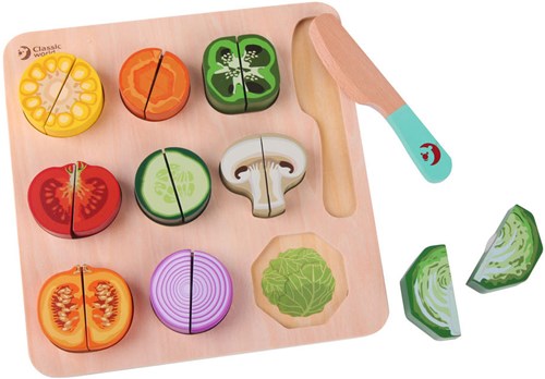 Classic World set giocattolo verdure in legno da tagliare - 20 pezzi - educativo-2