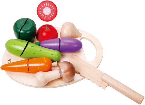 Classic World set di verdure in legno da tagliare con tagliere e coltello 16 pezzi-3