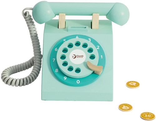 Classic World Houten Retro Telefoon Turquoise-3