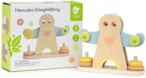 Classic World bilancia in legno giocattolo educativo Ercole 7 pezzi bambini-2