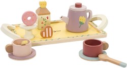 Classic World set da tè in legno Grace con vassoio - servizio da tè giocattolo 14 pezzi