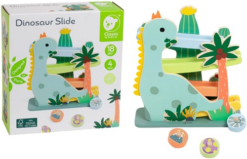 Classic World pista di biglie in legno dinosauro - giocattolo educativo 4 pezzi-3
