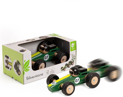 Classic World auto da corsa in legno giocattolo Silverstone per bambini-3