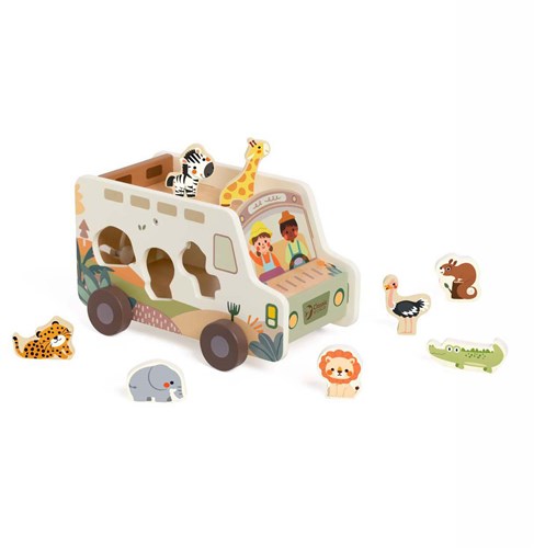 Classic World auto safari in legno con forme - giocattolo educativo-2