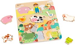 Classic World puzzle in legno fattoria - giocattolo educativo 12 pezzi