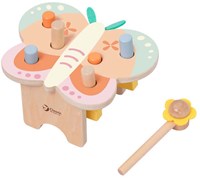 Classic World giocattolo in legno panca martellante farfalla per bambini piccoli-2