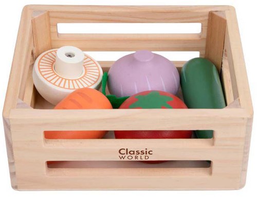 Classic World cassetta di verdure in legno giocattolo per bambini-2