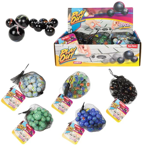 Toi-Toys biglie display - 12 sacchetti biglie Armedo vetro