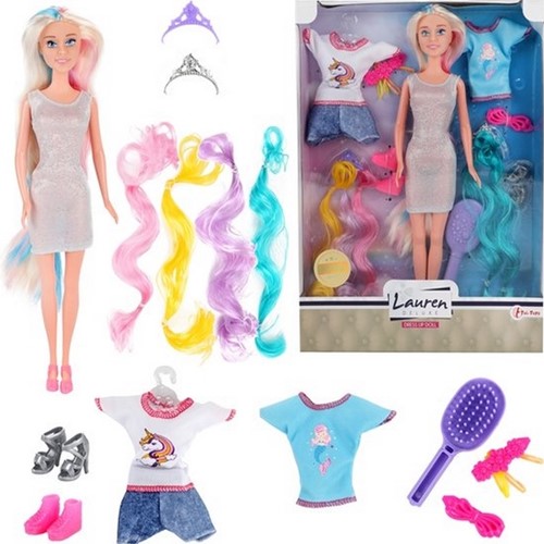 Bambola adolescente Lauren+est.capelli+acc. 04117A