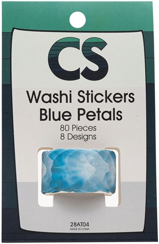 Colorations washi stickers petali di fiore blu - set creativo 80 pezzi