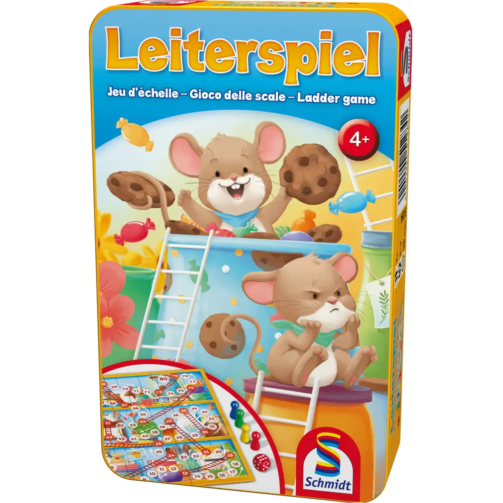 Schmidt gioco da tavolo Leiterspiel scatola in metallo per bambini e famiglia