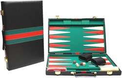 HOT Games Backgammonkoffer 38 cm. Nero Verde Rosso