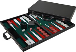 HOT Games Backgammon in velluto incastonato 38cm verde/rosso.