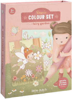 Little Dutch set da colorare Rosa Fairy Garden - pagine creative e adesivi