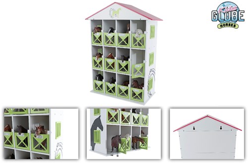 Kids GLOBE scatola porta giocattoli cavalli con 12 scomparti legno