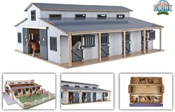 Kids GLOBE stalla per cavalli giocattolo con 7 box e prato scala 1:24