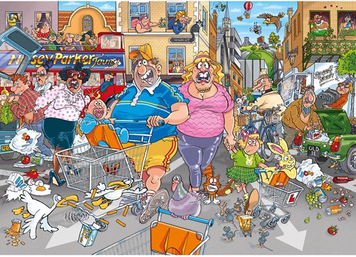 Jumbo puzzle Wasgij Original 46 - Middle Aisle Madness! 1000 pezzi cartone animato-2