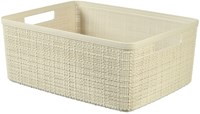 Curver cesta portaoggetti effetto juta 12 litri bianco sporco plastica-3