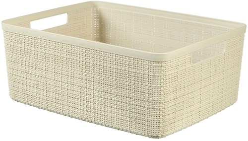 Curver cesta portaoggetti effetto juta 12 litri bianco sporco plastica-3