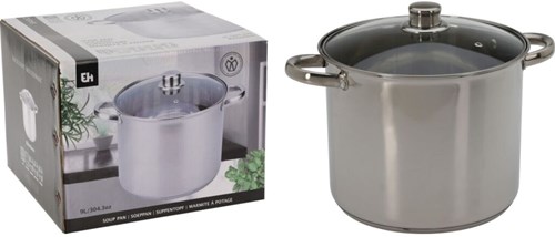 Excellent Houseware pentola acciaio inox con coperchio 9 litri argento-2
