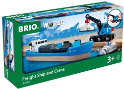 Brio nave container con gru - giocattolo per trenino - 33534