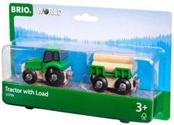 Brio Trattore con rimorchio - trattore giocattolo in legno per bambini