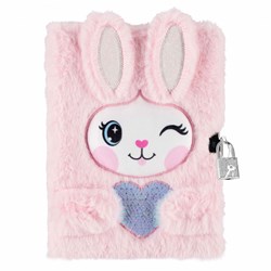 Lobbes diario peluche coniglio con lucchetto A5 rosa diario bambini