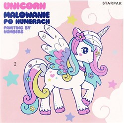 Lobbes dipingi con i numeri unicorno tela 20x20cm set rosa bambini